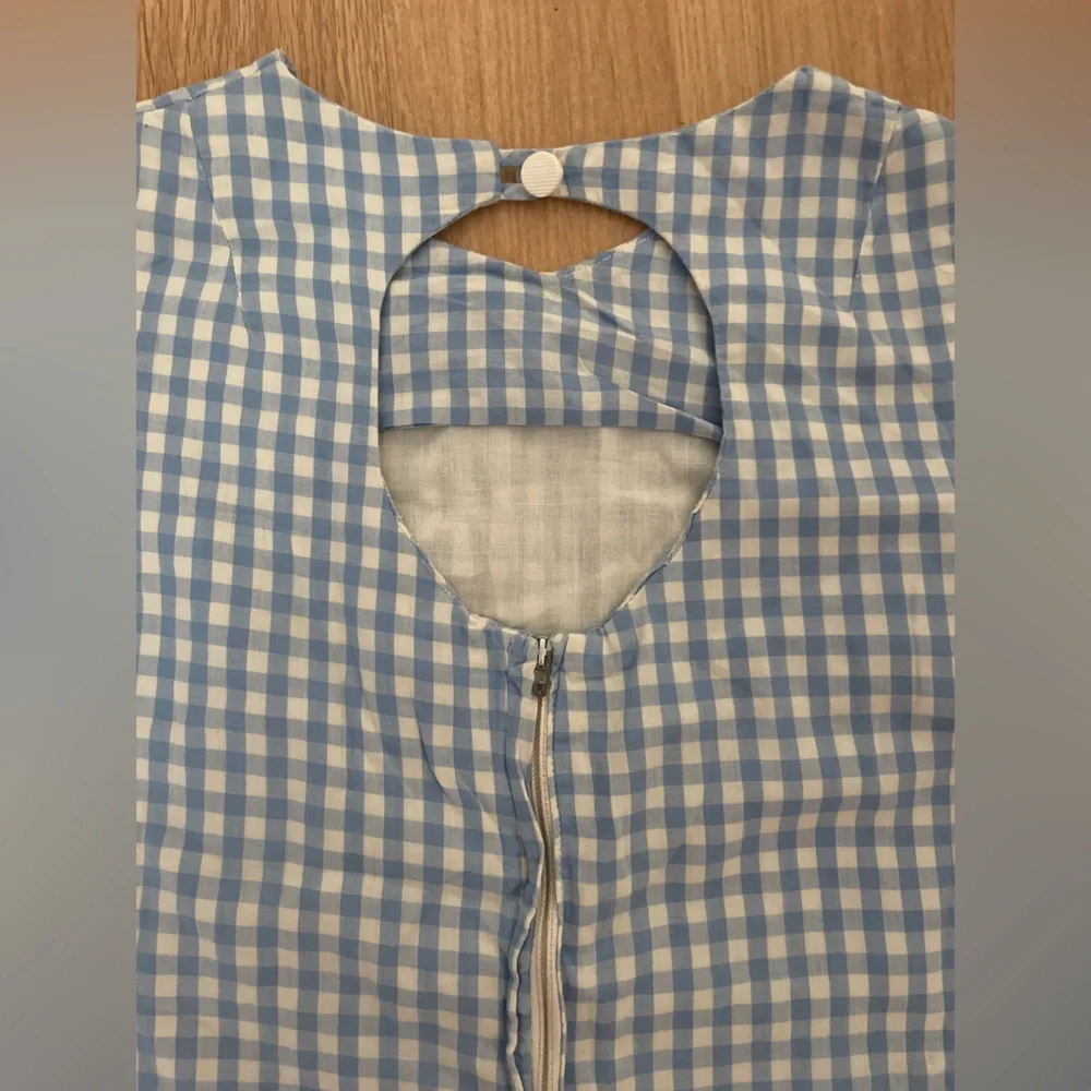Vintage Gingham Blue & White Shift Dresss - Picture 4 of 5